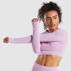 Gymshark Vital Seamless Crop Top Longsleeve in Pink Marl